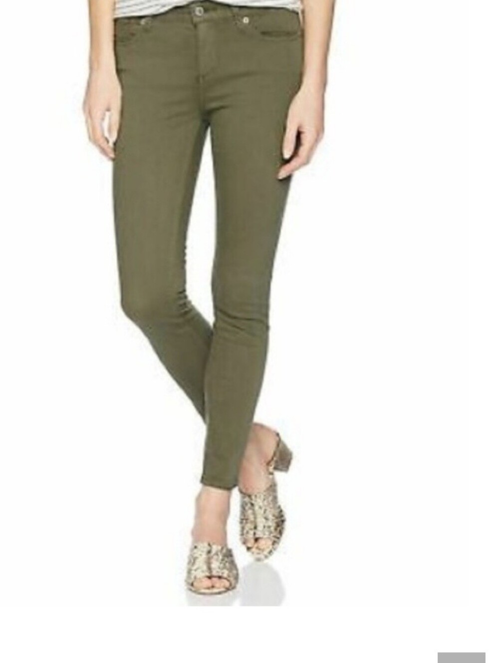 Lucky Brand Olive Skinny Jeans with Frayed Hem